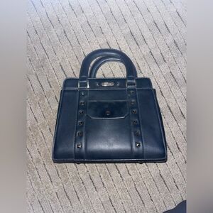 Structured black Leather Satchel Handbag - BBerry